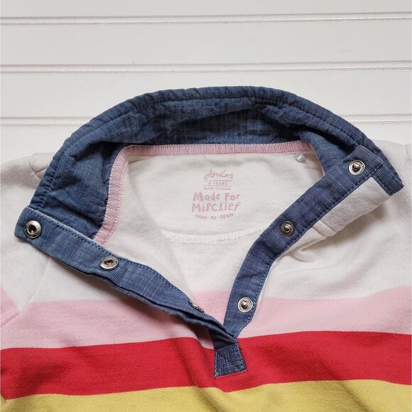 Joules Girls Saunton Multi Stripe Half Snap Sweatshirt - Picture 4 of 6